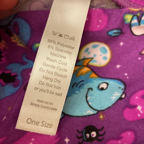 LULAROE Purple HALLOWEEN Monsters OS One Size Leggings Purple Pink Yellow Green - Picture 8 of 8